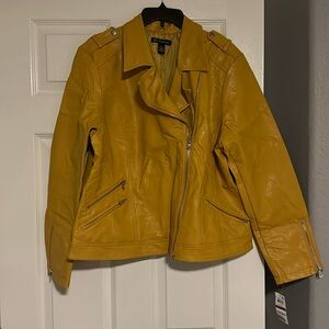 I. N. C. Yellow Faux Leather Moto Jacket